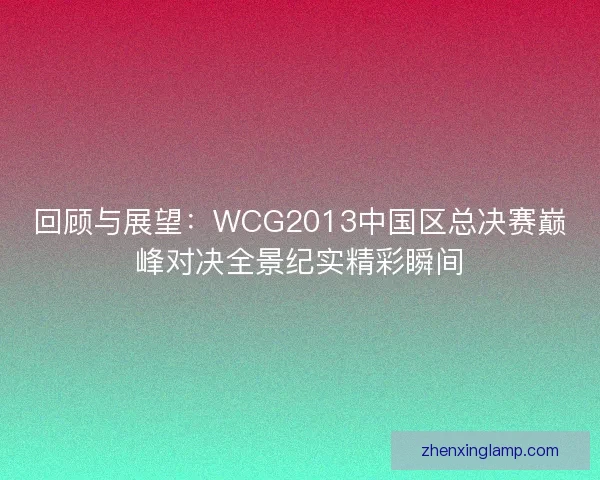 回顾与展望：WCG2013中国区总决赛巅峰对决全景纪实精彩瞬间